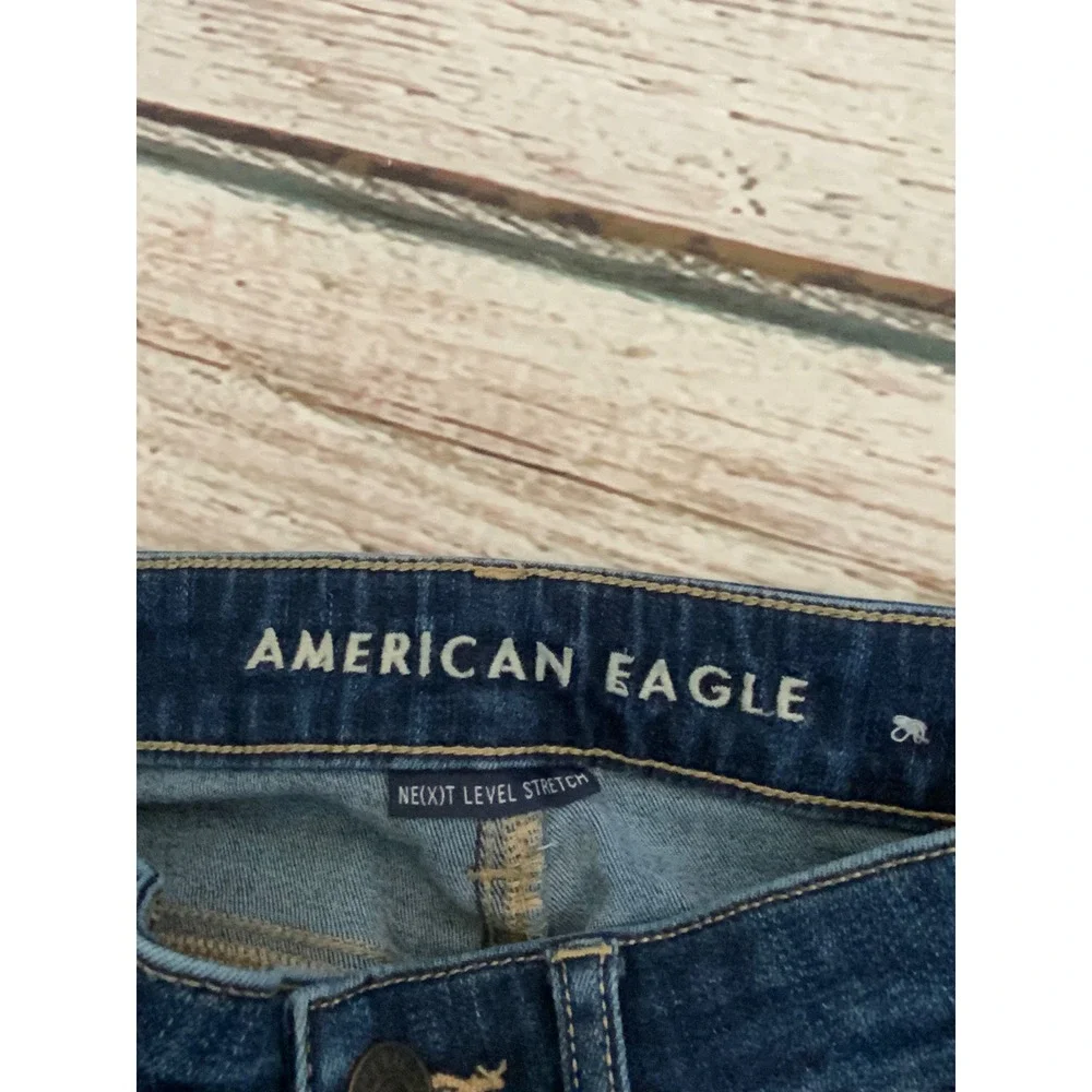 American Eagle Hi-Rise Jegging‎ Crop Dark Wash Raw Hem Jeans Size 0 Regular